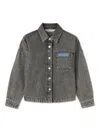 Palm Angels Logo-print Denim Overshirt In Black