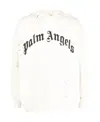 Palm Angels Logo-print Distressed-finish Sweatshirt In White