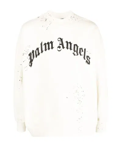 PALM ANGELS LOGO-PRINT DISTRESSED SWEATSHIRT