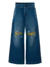 Palm Angels Logo-print Distressed Jeans In Blue