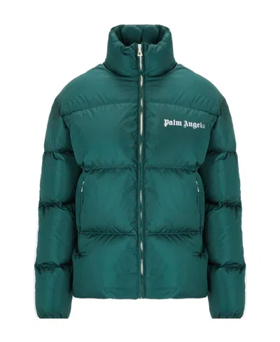 Palm Angels Logo-print Down Jacket In Green