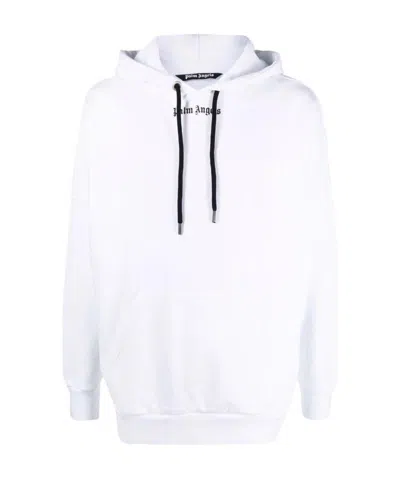 Palm Angels Logo-print Drawstring Hoodie In White