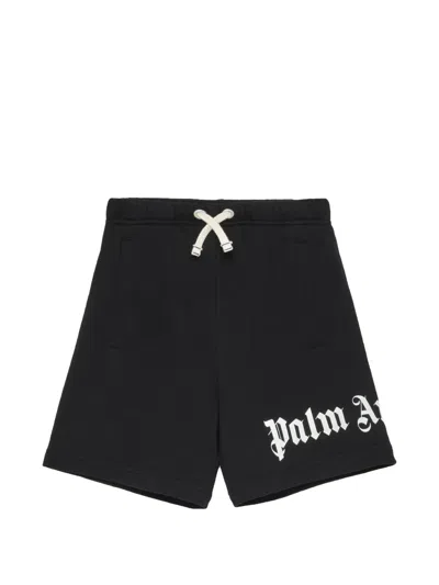 Palm Angels Kids' Logo-print Drawstring Shorts In Black