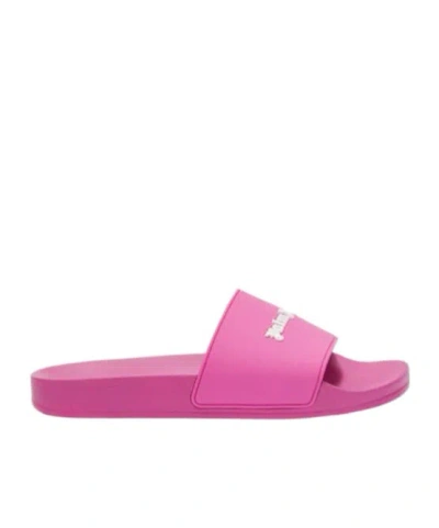 Palm Angels Logo-print Flat Slides In Pink
