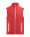 Palm Angels Logo-print Stripe-trim Zipped Gilet In Red