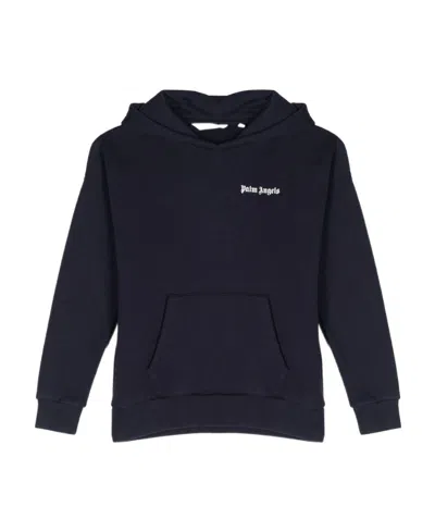 Palm Angels Logo Print Hooded Sweatshirt In Black