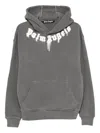 Palm Angels Cotton Hooded Sweatshirt Kangaroo Pocket In Gray