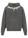 Palm Angels Cotton Hooded Sweatshirt Kangaroo Pocket In Gray