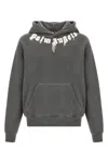 Palm Angels Cotton Hooded Sweatshirt Kangaroo Pocket In Gray