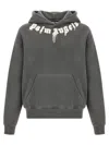 Palm Angels Grey Logo Print Hoodie In Gray