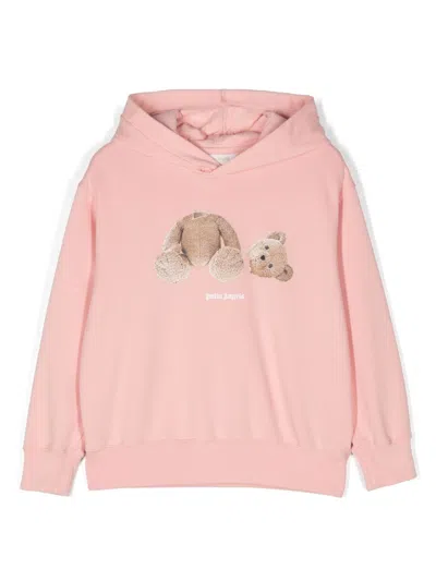 Palm Angels Kids' Logo-print Hoodie In Pink