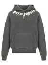 Palm Angels Cotton Hooded Sweatshirt Kangaroo Pocket In Gray
