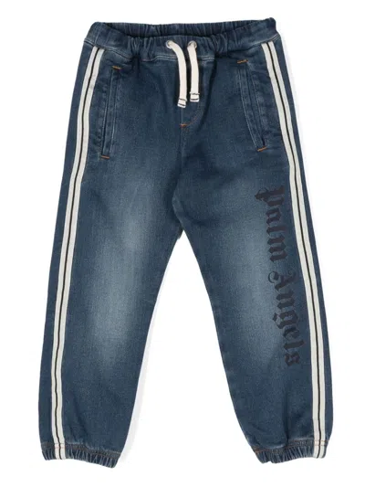 Palm Angels Kids' Logo-print Jeans In Blue