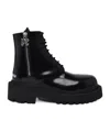 Palm Angels Black Leather Ankle Boots In Black