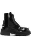Palm Angels Black Leather Ankle Boots In Black