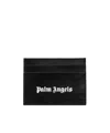 Palm Angels Gothic Leather Logo Cardholder With Tonal Stitching In Black
