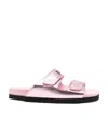 Palm Angels Leather Logo Sandals In Pink