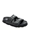 Palm Angels Logo-print Leather Slides In Black