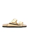 Palm Angels Logo-print Leather Slides In Nude