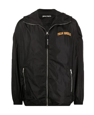 Palm Angels Logo Print Lightweight Jacket In Black