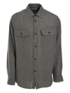 Palm Angels Logo-print Linen Overshirt In Green