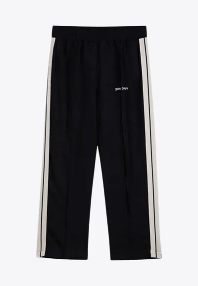 PALM ANGELS LOGO PRINT LINEN TRACK PANTS