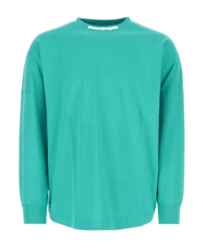 Palm Angels Logo-print Long-sleeve T-shirt In Green