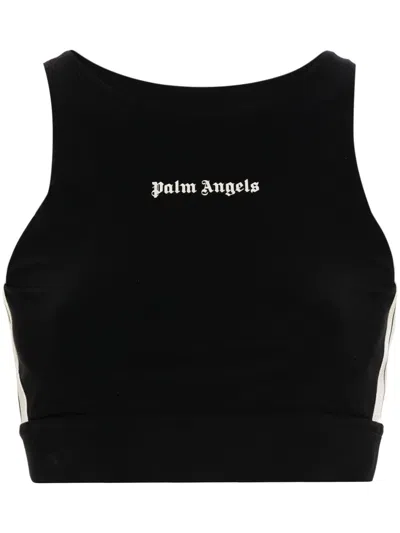 Palm Angels Logo-print Performance Top In Black Off White