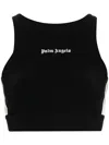 Palm Angels Black Track Crop Top In White