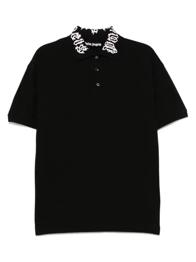 Palm Angels Logo-print Polo Shirt In Black