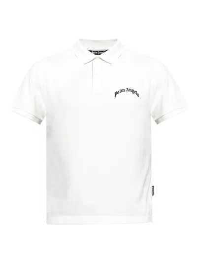 Palm Angels Logo-print Polo Shirt In White