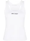 Palm Angels Logo-print Ribbed Tank Top In White