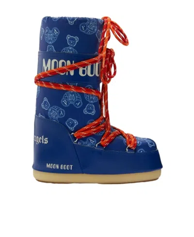 Palm Angels Logo-print Round-toe Moon Boots In Blue