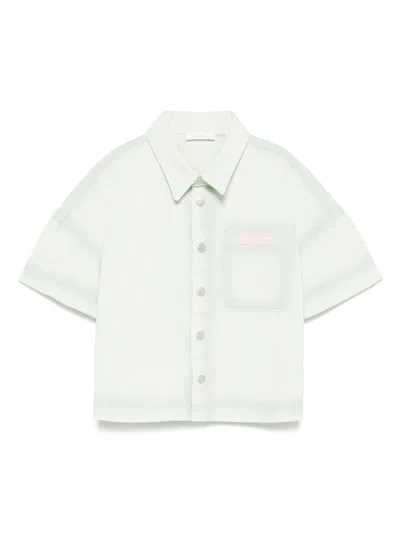 Palm Angels Kids' Logo-print Shirt In 绿色
