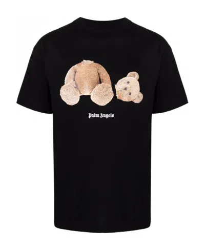 Palm Angels Broken Bear Logo Graphic T-shirt In Black
