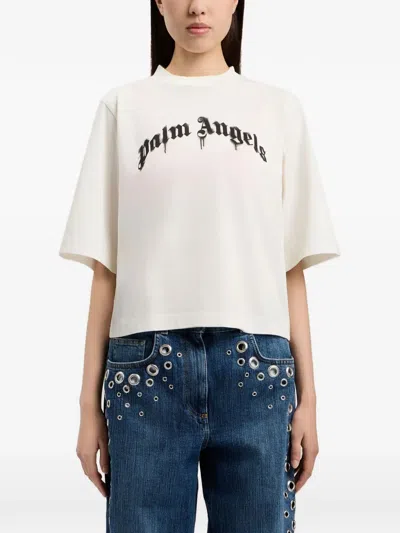 Palm Angels Logo-print Short-sleeve T-shirt In Neutral