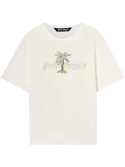Palm Angels Logo-print Short-sleeve T-shirt In White