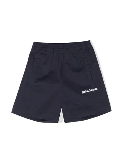 Palm Angels Kids' Logo-print Shorts In Blu
