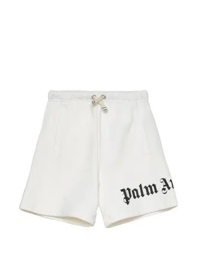Palm Angels Kids' Logo-print Shorts In White