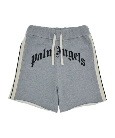 Palm Angels Logo-print Side-stripe Shorts In Gold