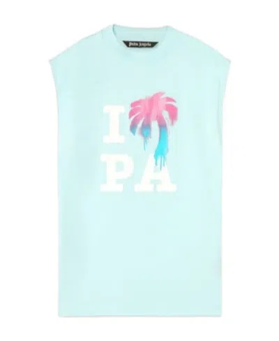 Palm Angels Logo-print Sleeveless Vest In Blue