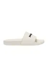 Palm Angels Beige Classic Logo Pool Slides In White