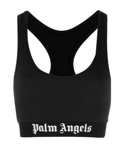 Palm Angels Black Classic Logo Sport Bra In Black White
