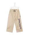 Palm Angels Logo-print Straight-leg Trousers In Nude