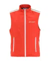 Palm Angels Logo-print Stripe-trim Zipped Gilet In Red