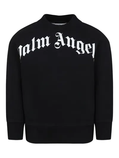 Palm Angels Kids' Logo-print Sweatshirt In Black