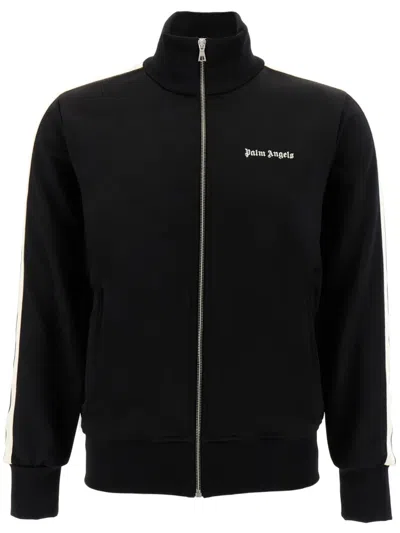 Palm Angels Classic Logo Black Sweatshirt With Logo Printed On The Front In Tech Fabric Man