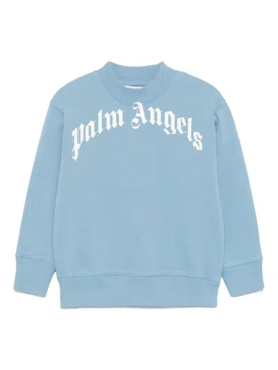 Palm Angels Kids' Logo-print Sweatshirt In Blue