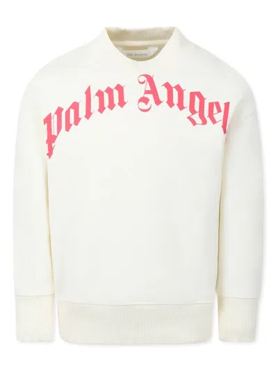 Palm Angels Kids' Logo-print Sweatshirt In Nude
