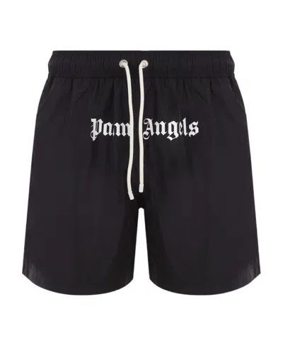PALM ANGELS PALM ANGELS LOGO PRINTED DRAWSTRING SWIM SHORTS